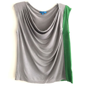 Derek Lam | Women's Gray Sleeveless Scoop Neck Pullover Waterfall Top Size M